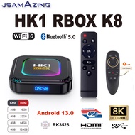 HK1 RBOX Android 13.0 Smart TV BOX ARM Cortex A53 2/4GB RAM16/32/ 64GB 8K 24fps 3D Wifi 6 2.4G &5G F