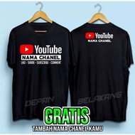 T-shirt youtube shirt front and back request channel name as you like men's T-shirt/ Wanita can