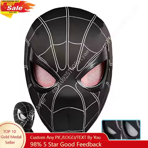 Spiderman Black Raimi 1:1 Cosplay Mask Helmet Touch Light Chin Control Eye Blink Birthday Gift Marve