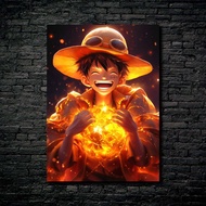 Luffy ONE PIECE FIRE Metal Print Art | Metal Photo Print | High Gloss Aluminum Photo Print I Print P