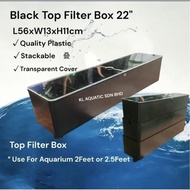 22" Black filter box L53xW13xH11cm for aquarium 2-2.5feet top filter