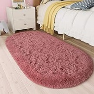 LOCHAS Fluffy Blush Bedroom Rug 2.6 x 5.3 Feet, Shaggy Area Rugs for Bedroom Bedside Girls Kids Room