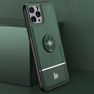 [Woo Fashion Case] สำหรับ Iphoen 11 12 Pro Xs Max Xr กรณีลายไม้หนังสำหรับ Iphone 7 8 Plus Se 2020แหวนประกบกรณีปก