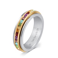 Muses Art Design Fidget Rings, Anxiety Rings, Spinner Rings, Band Rings with Birthstone, Stainless S