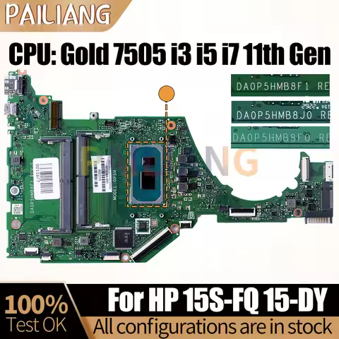 For HP 15S-FQ 15-DY Notebook Mainboard Laptop DA0P5HMB8F0 DA0P5HMB8J0 M16463-601 Gold 7505 i3i5 i7 1