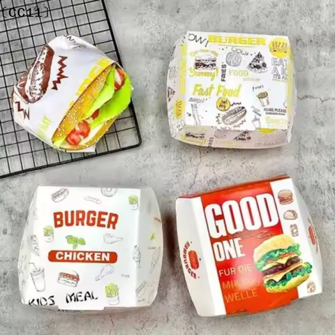 50/100Pcs Thickened And Greaseproof Burger Packaging Box Disposable Burger Box Food Grade Fast Food 