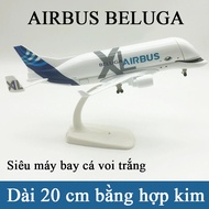 Kavy white whale Airbus Beluga XL transport plane model made of alloy with wheel stand