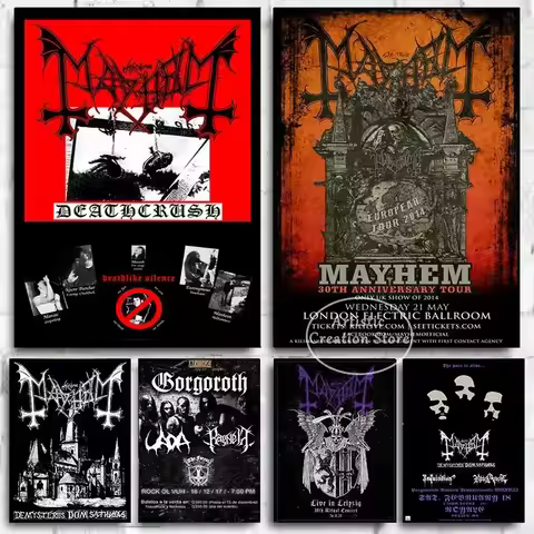 Mayhem Posters Scandinavian Metal Music Band Print Canvas Painting Wall Art Pictures Bedroom Club Ho