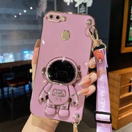 AnDyH Long Lanyard Casing OPPO A12 A5S Phone Case OPPO A11K F9 PRO A7 Cute Astronaut Desk Holder