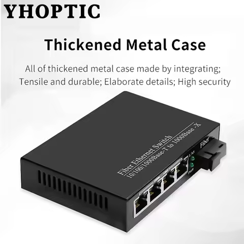 Gigabit Fiber Transceiver Single Mode 1 Fiber Port 4 RJ45 Port 20KM Ethernet Switch Single Fiber Gig