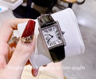 Đồng Hồ Nữ Ca Catier48036DH Mặt Chữ Nhật Vành Nạm Đá Sang Trọng - Dây Da Màu Đen - Size 24x33mm