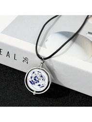 1Pc Arcane Necklace Powder Jinx Ekko Pendant Arcane Gift Arcane Pendant Vòng cổ hoa hồng xanh