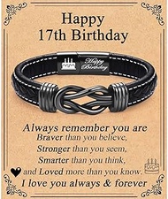 13th 16th 17th 18th 21st Birthday Gifts for Boys Him Male, Happy Birthday Leather Bracelet Gifts for