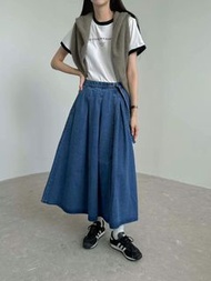 Moci 韓國秋季牛仔中長裙