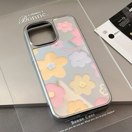 case for iphone xr 11 12 13 14 15 16 pro max plus air back cover colorful flower pattern mirror patt