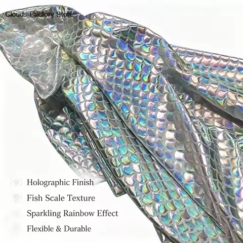 Mermaid fabric Sparkly Hologram Swimsuit Fish Scale 2 ways Stretch fabric Dancer Swimwear 150cm x 10