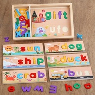 CVC Wooden Box Spelling Words Children Letter Building Blocks Cognitive Wooden Puzzle 1-3-6 Years Ol