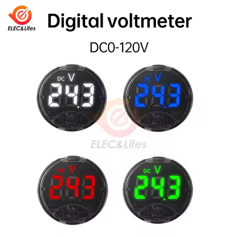 DC 7-120V/DC 0-120V LED Digital Display Voltmeter Round 3 Wire DC Touch Car Voltage Meter With Rever