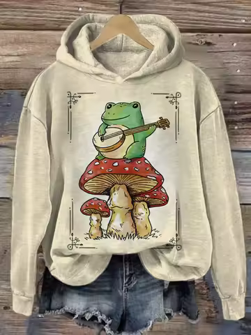Y2K Japanese Art Men's Hoodie 3d Frog Print Hooded Sweatshirts Pop Men Clothing Oversized Street New