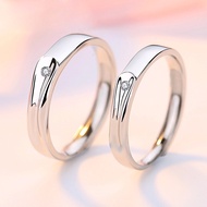 1 Pair 925 Sterling Silver CZ Diamond True Love Rings His and Her Ideal Couple Rings 2 In 1 Ring Adj