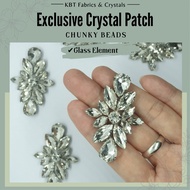 [1pcs] Iron on Exclusive Glass Crystal Patch Manik Tampal Diamond Chunky Beads Manik Baju Nikah DIY 