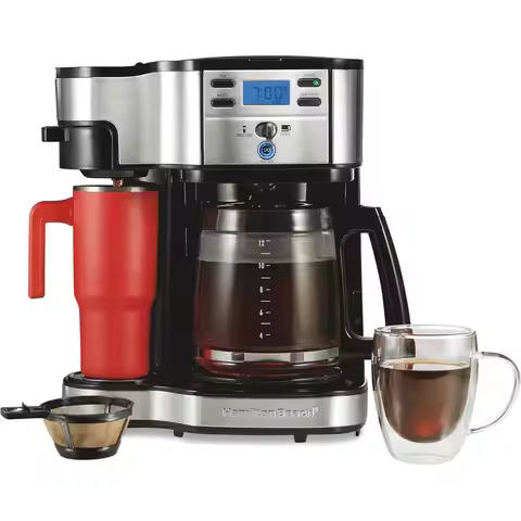 2-Way Programmable Coffee Maker, 12 Cup Glass Carafe, Black with Stainless Steel Accents