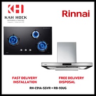 RINNAI RH-C91A-SSVR CHIMNEY HOOD + RB-93UG 3 BURNER BUILT-IN HOB BUNDLE