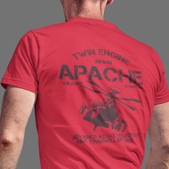 Vintage Retro Apache Helicopter Military Attack Chopper Red T-Shirt
