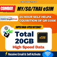 【CSL】 SG/MY/THAI eSIM | 1-15Days | Total 3-20GB | 4G/5G high-speed internet data, Singapore, Malaysi