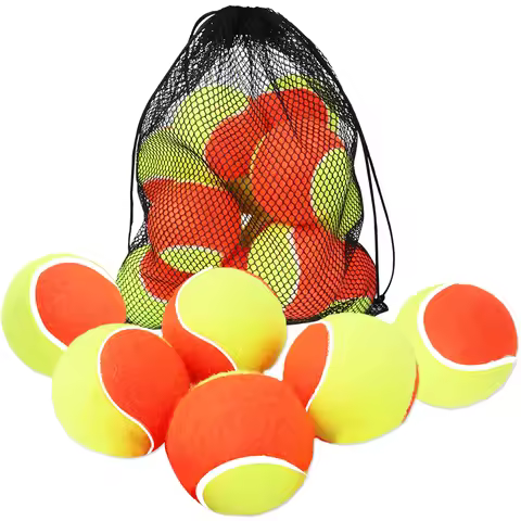 6pcs Kids Tennis Balls Set Soft Elastic Low Compression Pressureless Training Tennis Balls with Carr