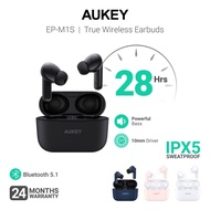 AUKEY EP-M1S True Wireless Earbuds with Heavy Bass, Lightweight, Long Playtime & IPX5 Waterproof (24