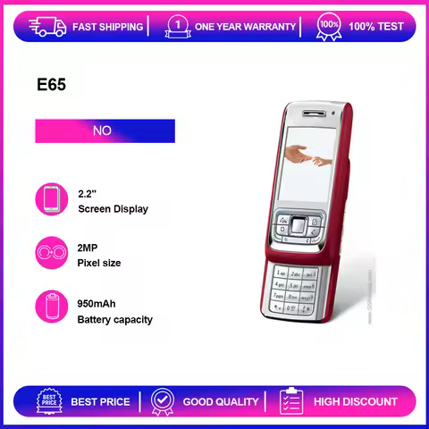 Refurbished Unlocked E65 950mAh 2MP 2.2 inches Loudspeaker Phone Russian Arabic Hebrew Keyboard Good