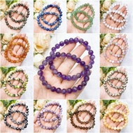 Natural Stone Beads Bracelet For Women Men Crystal Quartz Jade Jewelry Amethyst elastic cord bangle