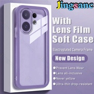 Jingsanc [Có Tấm dán bảo vệ ống kính] Ốp trong suốt cho Vivo S30 Pro Mini Ốp Ốp lưng Silicone TPU mề