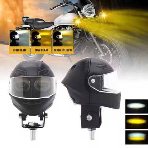 Motorcycle LED Spotlight 20W Helmet Style White Yellow Lens Spotlight Binocular Work Light Scooter A