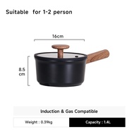 【New Arrival】JEETEE BlackShield Non Stick Saucepan Original Baby Milk Pot Induction & Gas Compatible