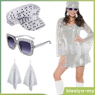 [BlesiyaMY] 70S Disco Hat Set Costume Accessories for Theme Party Dress up Cosplay