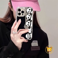 Cute Panda Mirror Cases For Samsung Galaxy S25 S24 S23 S22 S21 Plus S20 FE Note 20 Ultra F55 F14 C55