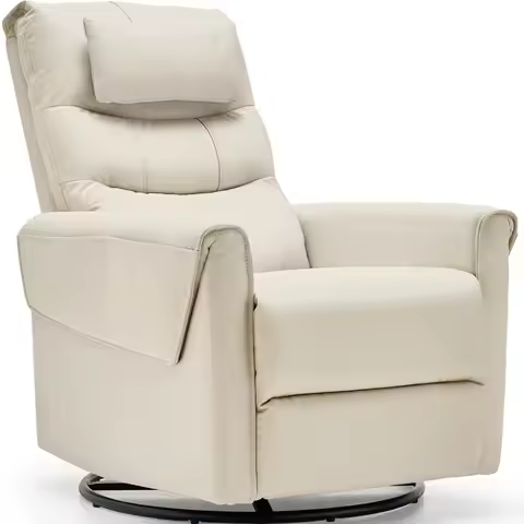 Leather Recliner Chair, Top Grain Leather, Italian Water-Washing Process, Rocking Chair Nursery,Swiv