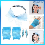 Gloves Hairbands Goth Mesh Fingerless 80s Neon Outfit Jewelry  zhiymais