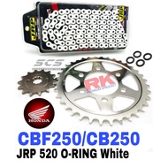 JRP Sprocket Set Honda CB250 520 O-Ring WHITE Chain Rantai Putih CB250R CBF250 Accessories Motor ORi