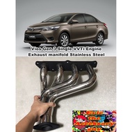 Toyota Vios Gen 3 Stainless Steel Exhaust Headers for Single VVTi (2014-2017 models)