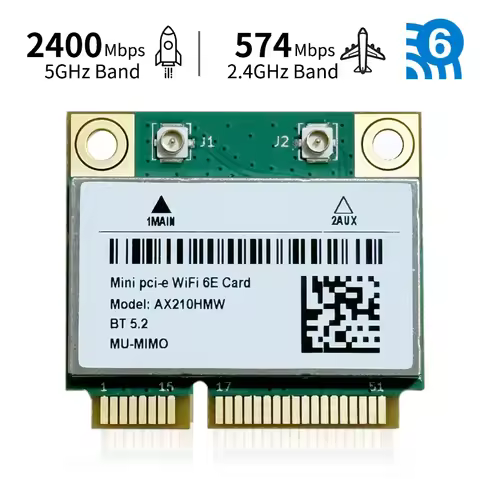WiFi 6E AX210HMW Mini PCI-E Wifi Network Card Bluetooth 5.3 For AX210 Card 802.11AX Wireless Wi-Fi A