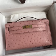 Ostrich HM Pochette Nude Pink GHW