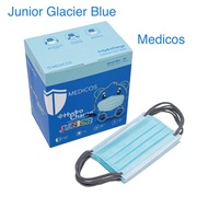 Medicos Junior Kid Hydrocharge Glacier Blue Colour Surgical Facemask 50pcs 4ply ASTM Level 2