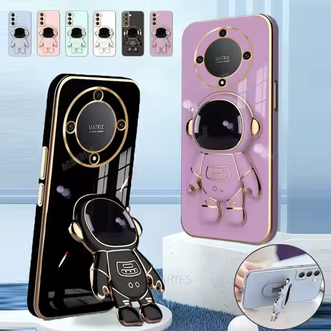 Magic5lite Astronaut Holder Luxury Plating Case For Honor Magic 5 6 Magic5 Lite 90 70 Pro X9a X9b X8