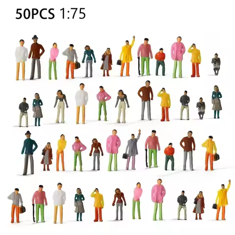 50Pcs 1:75 Scale Model Miniature Figures N Scale Painted Scenes Modelling People Assorted Poses Mult
