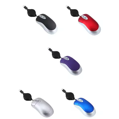 Type C Corded Mouse Laptops Mouse Corded Mouse Optical Travel Mouse Retractable Cable for PC Desktop