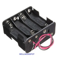 WELLNESSSPOT Battery Holder Box Safety Double Layer 12 Volt 12V 8 AA Batteries Storage Box Plastic B