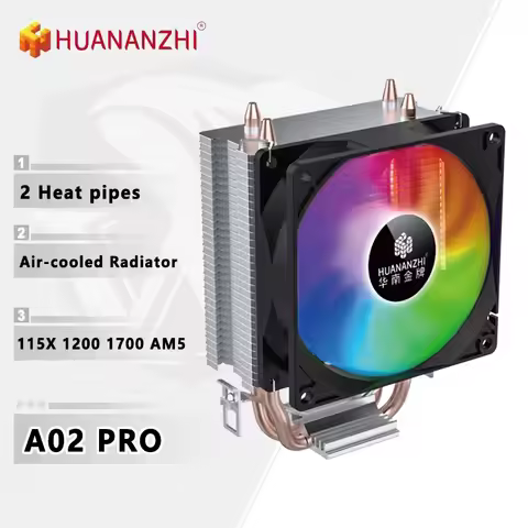 HUANANZHI A02 PRO CPU Cooler 92mm 3Pin Color Fan Quiet Intel LGA 1700 1200 115X AM5 AM3 AM4 FM2 FM1 